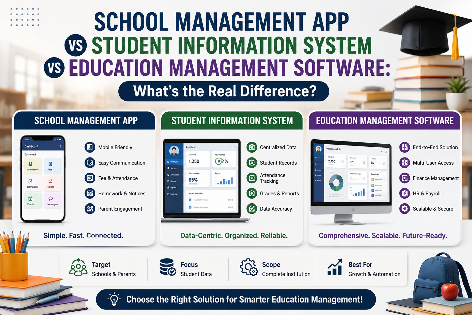School Management App vs Student Information System vs Education Management Software: What's the Real Difference?